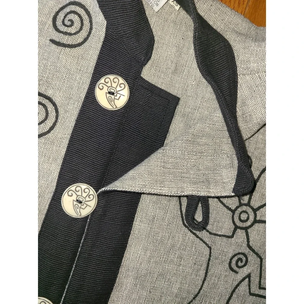 Venus Imports Piper w Flute Jacket Size X-Small Gray‎ 100% Cotton Artsy Buttons